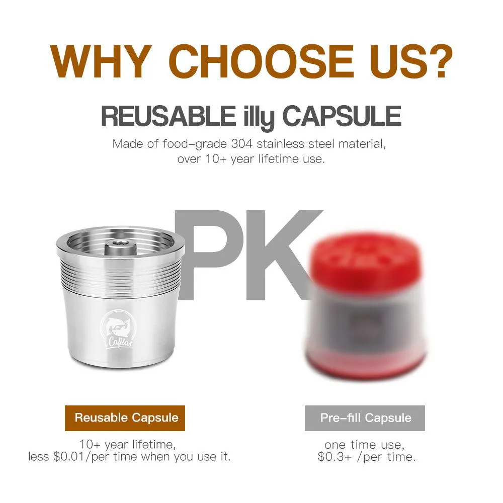 Recafimil Rechargeable Capsule Resuable Filtre Tasse pour illy X Y Machine À Café En Métal En Acier Inoxydable Café Dosette 210331