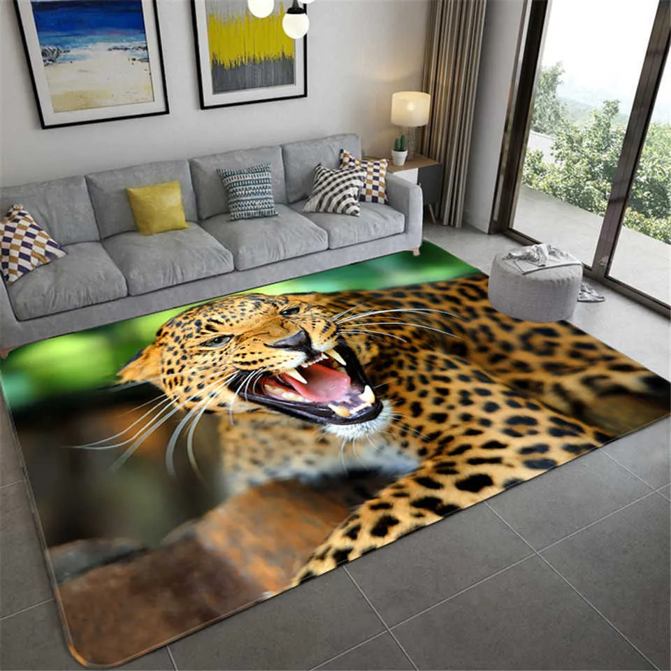 Tappeti 3D modello leopardo grandi tappeti soggiorno tappeti animali di lusso camera da letto morbida spugna bagno cucina tappetino zerbino 210626