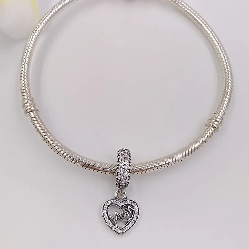 Perles de charme bricolage pour ensembles de bijoux de jasmin faisant en vrac coeur pandora 925 bracelet en cristal d'argent sterling femmes hommes bracelet collier pendentif cadeaux d'anniversaire 791521CZ
