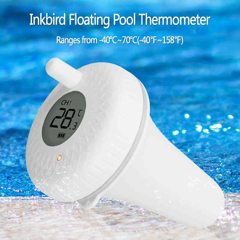 Inkbird Drahtloses schwimmendes Thermometer für den Innen- und Außenbereich, Haustierbad für Schwimmbad, Badewasser, Spas, Aquarium 210719