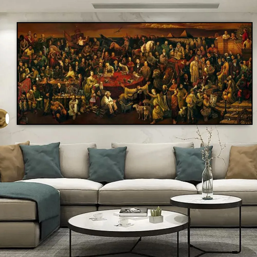 Oeuvre célèbre discutant de la comédie divine avec Dante peinture à l'huile sur toile affiche et impression Cuadros maison mur Art décor photos