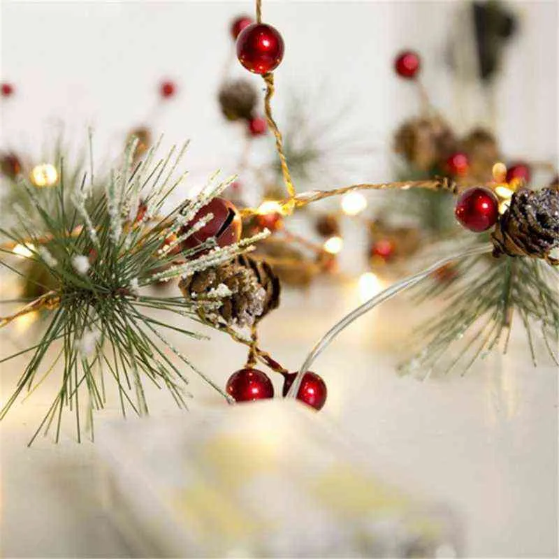 2m 20 LED's kerstversiering voor thuis koperdraad dennen kegel led licht kerstboom ornament 2022 Kerst natal navidad noel 2111104