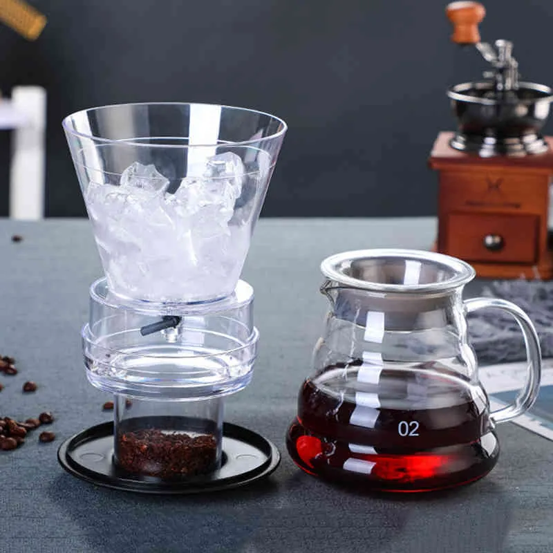 Ice Drip Coffee Pot Glass Coffee Maker Regulatable Dripper Filter Cold Brew Pots Ice Brewer Percolators Espresso Coffee MDJ998 210408