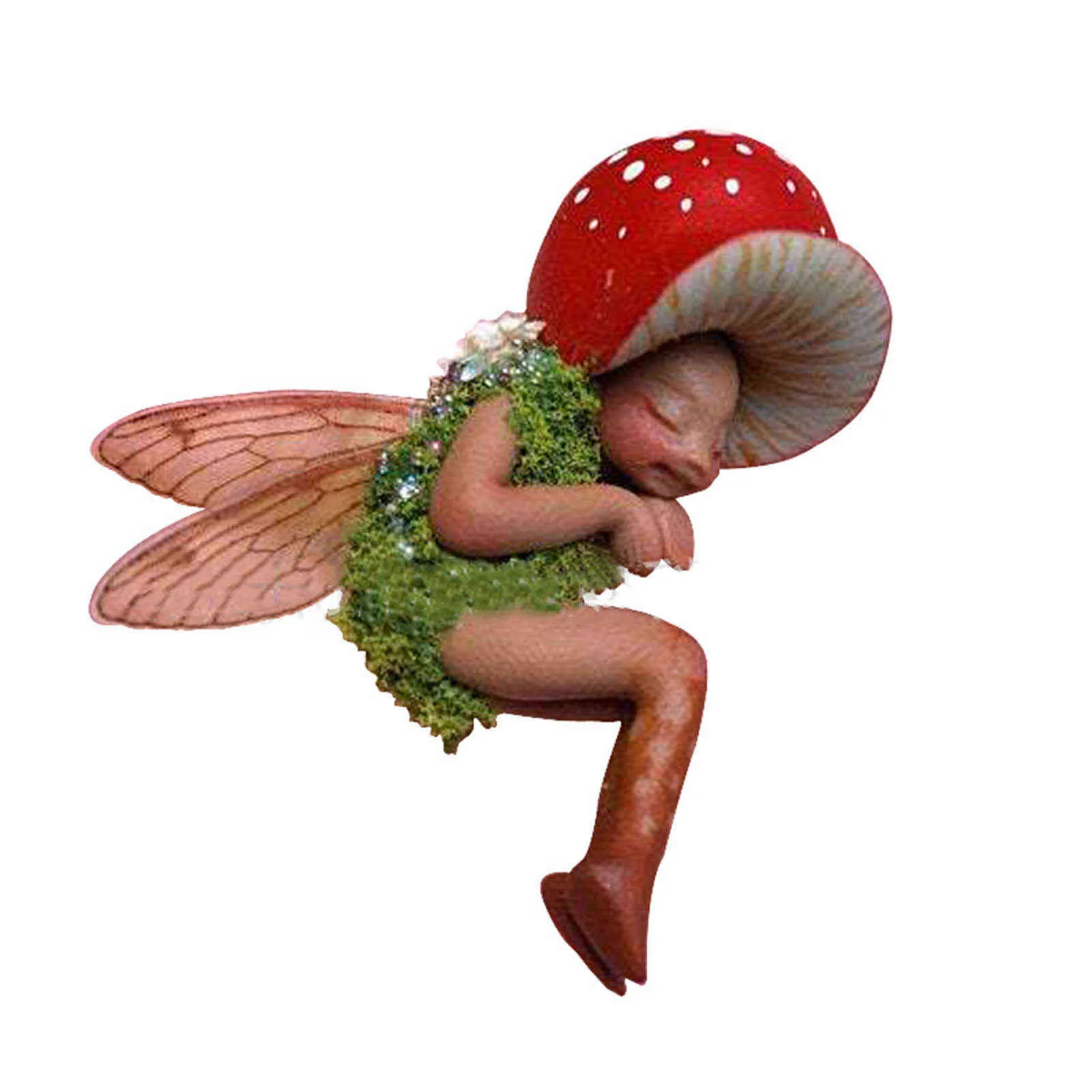Mini Slapen Mushroom Fairy Standbeeld Handgeschilderde Hars Ambachten Ornament Voor Thuis Tuin Kantoor Decoratie Craft Child Small Gifts 211108