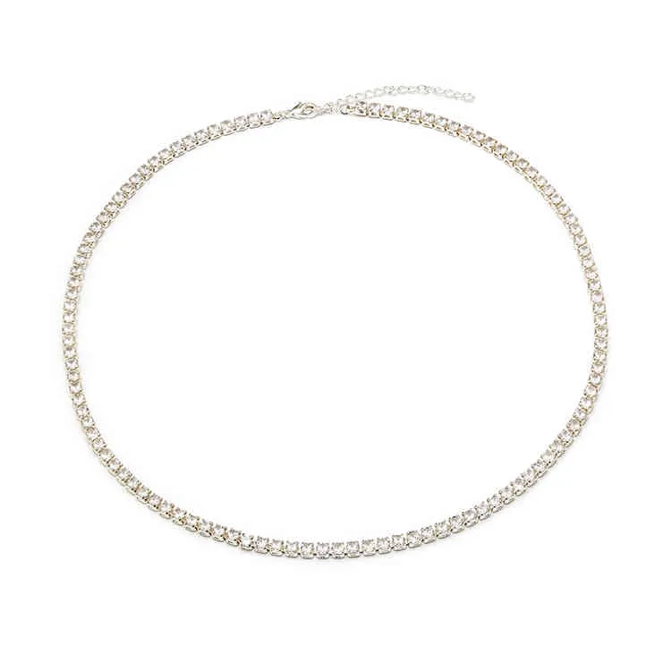 Hoge Kwaliteit Cz Zirconia Choker Ketting Vrouwen 2Mm M 5Mm Sier 18K Vergulde Dunne Diamanten Ketting Tennis Necklace220a8083726