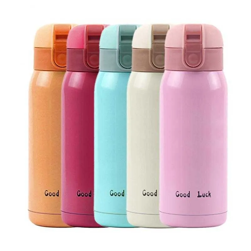 High Quality 200ML Cartoon Thermos Cup Stainless Steel Bottle Vacuum Cleaner Coffee Tea Trip Thermo Well 210615