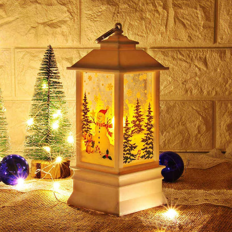 20 cm Grande Santa Claus Snowman Lantern Christmas Decoração Árvore de Xmas Enfeite de luzes do ano 211104