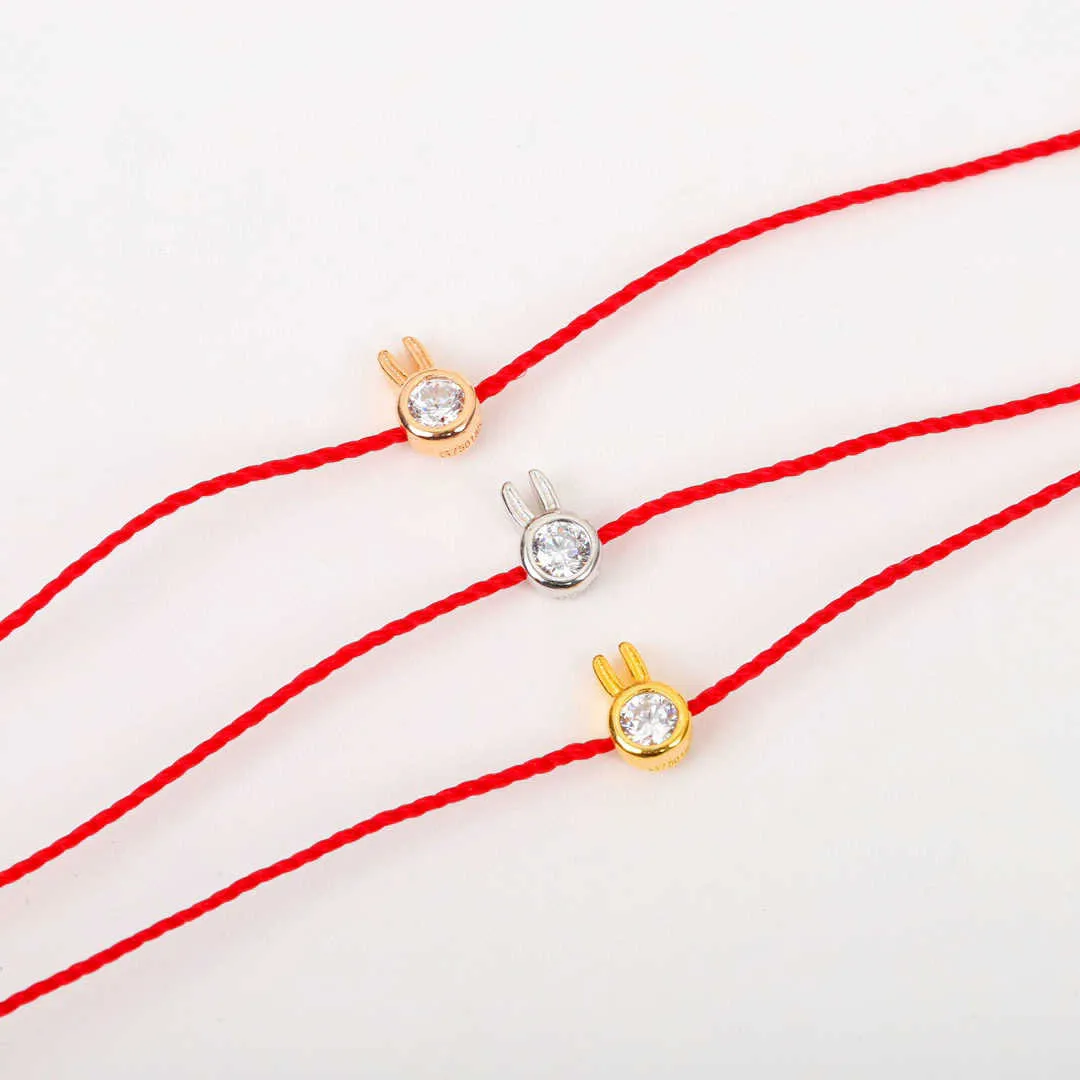 Hot Brand Pure 925 Sterling Silver Jewelry Silver Chain Gold Color Rabbit Bracelet Party Wedding Jewelry Thin Red Rope Bracelet