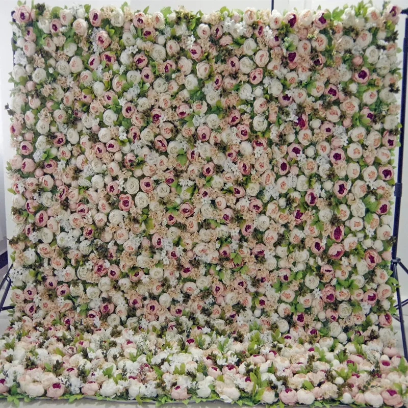 8X8Ft hochwertige kreative 3D-Blumenwand aus aufgerolltem Stoff, künstliche Blumen, Arrangement, Hochzeitshintergrund, Dekoration226z