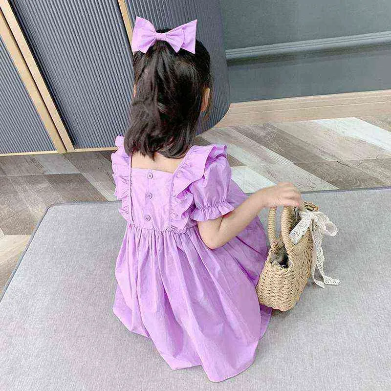 Robe pour filles été 2021 enfant en bas âge 2 1 ans violet mignon enfants enfants robes mode mignon doux belle bébé vêtements G1218