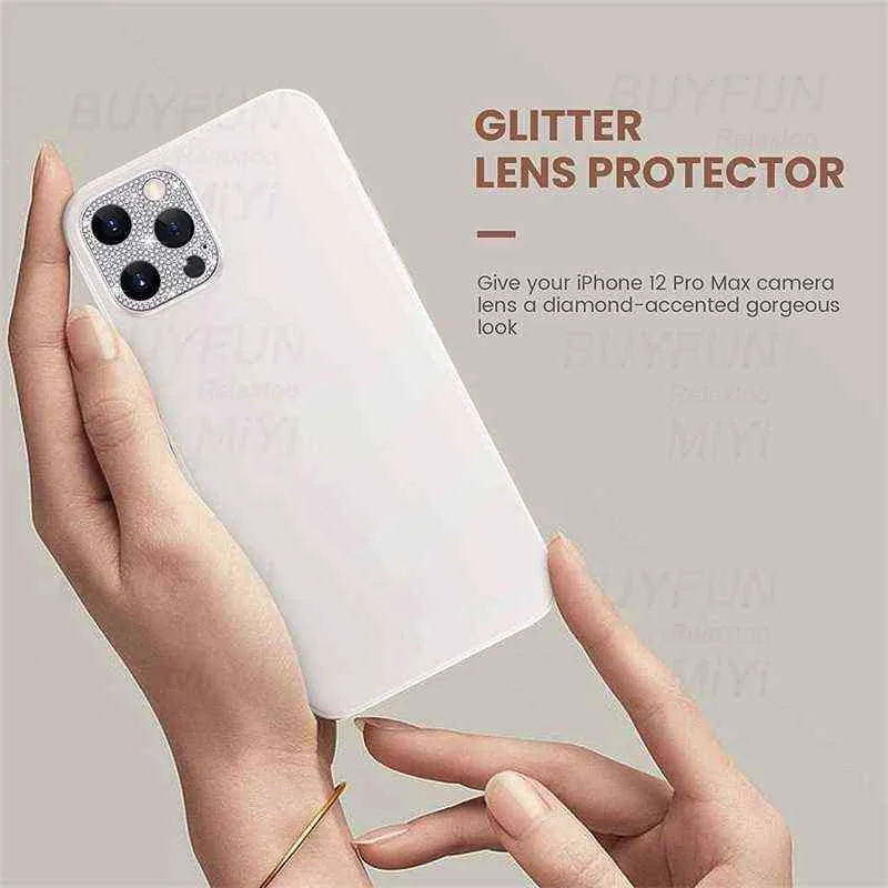 Couverture de protection d'objectif de caméra diamant pour Iphone13 Pro Max Aifon Iphoen Iphone 13 ProMax Mini anneau de protection en métal Coque Fundas H1120