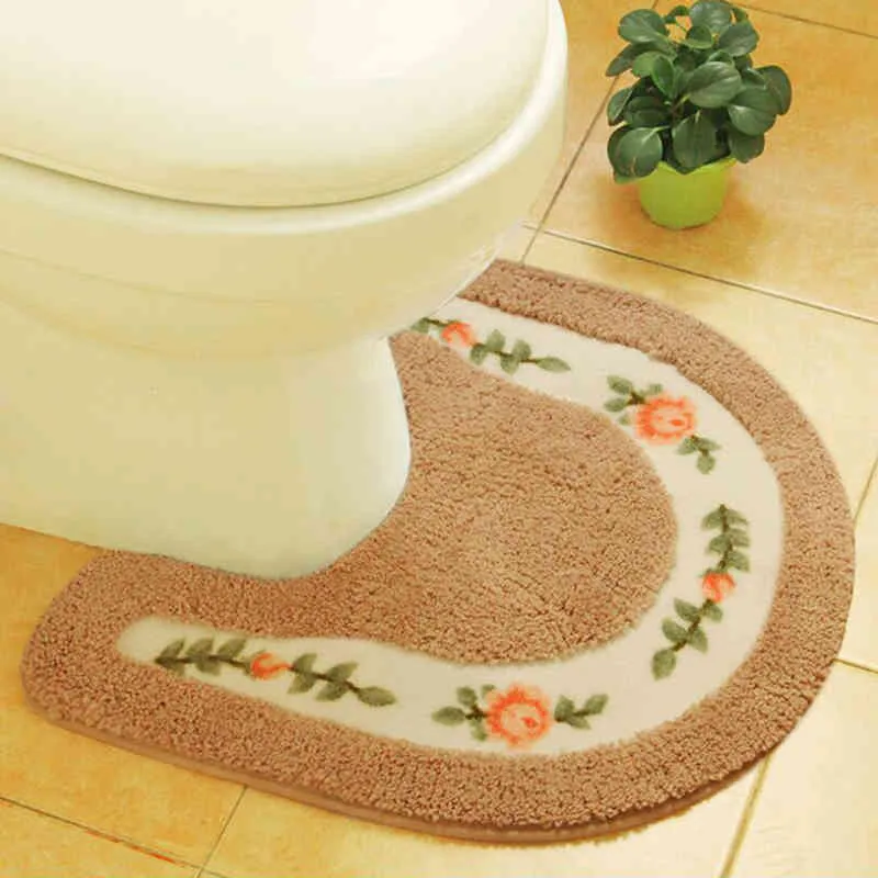 Styl duszpastkowy dywanik kwiat wzór łazienki u kształt dywany toalety wystrój podłogi do kąpieli Mata Zestaw Fibre toaleta 210401