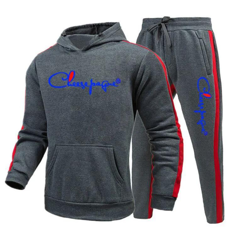 2021 nuovi uomini tuta set felpe con cappuccio + pantaloni giunzione abbigliamento di marca moda outdoor jogger tuta sportiva abbigliamento sportivo uomo