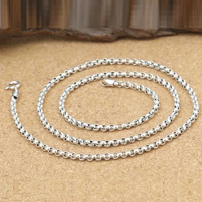 Цепочка из чистого серебра толщиной 3 мм с крестообразным звеном S925, ожерелье, цепочка для свитера, ювелирные изделия из стерлингового серебра 925 пробы Q0604205P