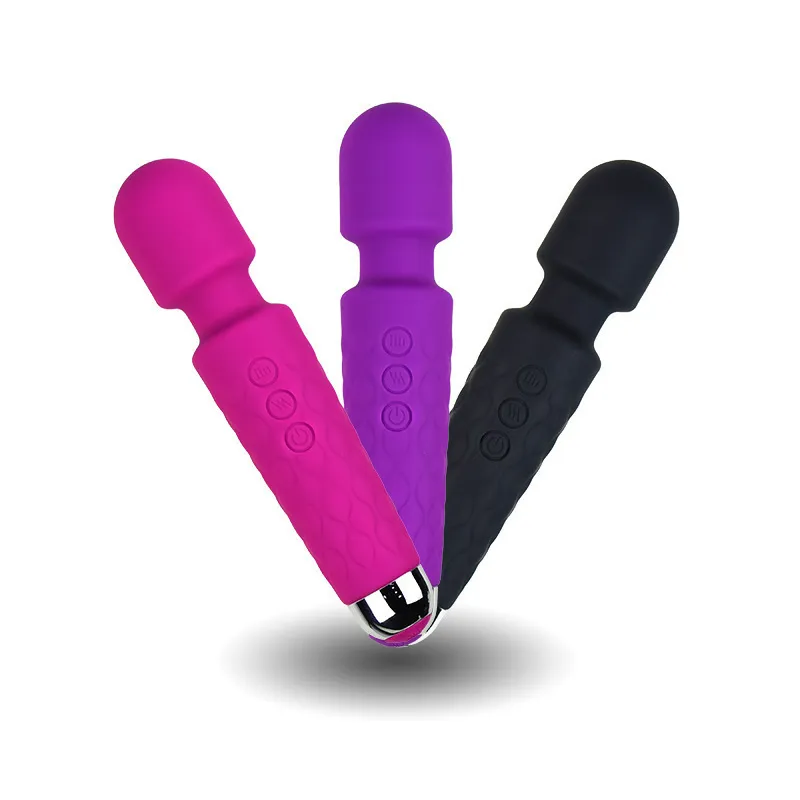 Sexspielzeug 20 Frequenz wiederaufladbare starke Schock-AV-Sticks weibliche sexy Silikon-Vibratoren Masturbation Massagestab