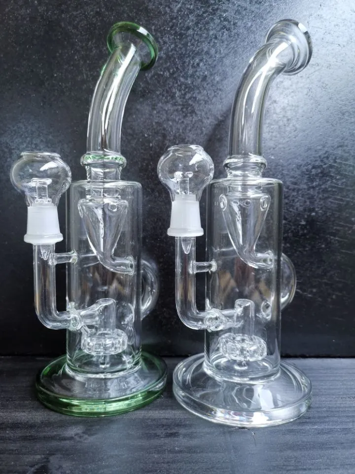 Bong 9,5 pollici bruciatore a nafta alto dab rig piattaforme petrolifere in vetro riciclatore pipa ad acqua fumatori verde chiaro dimensioni giunto 14,4 mm piattaforma petrolifera in vetro riciclatore sestshop vendita