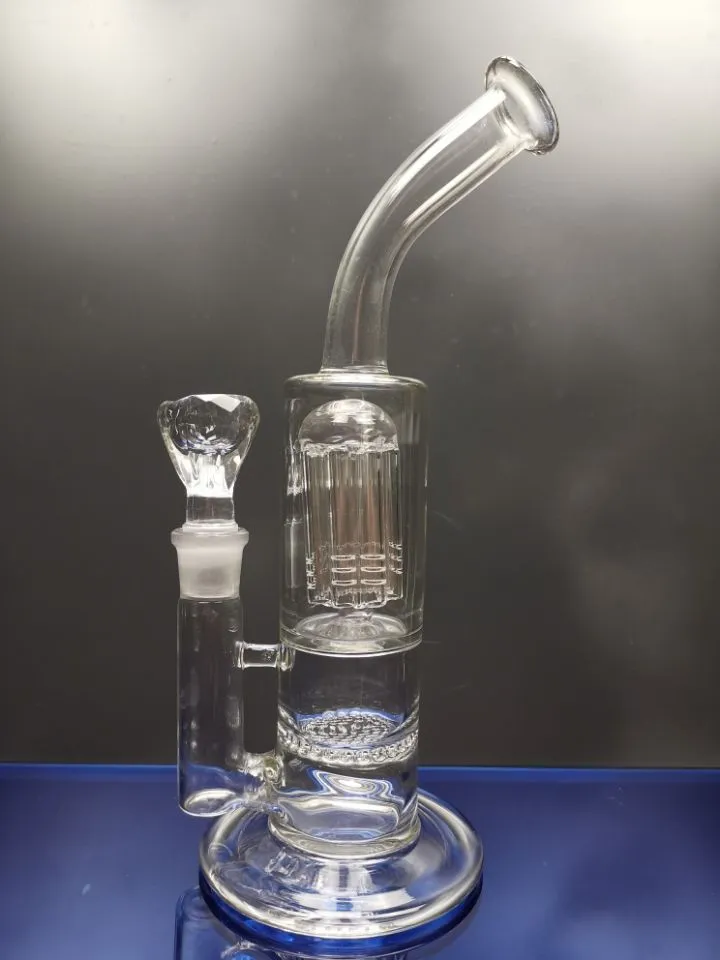 11"Tall glass bong hookahs with arm and Honeycomb percolate thick oil rig smoking pipes joint 18.8mm female zeusartshop