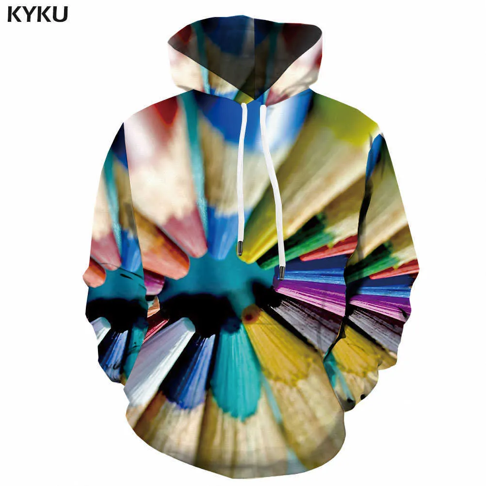 KYKU Merk Dizziness Sweatshirts Mannen Psychedelic Hoody Anime Hypnose Sweatshirt Gedrukt Kleurrijke 3D Gedrukt Hooded Casual H0909