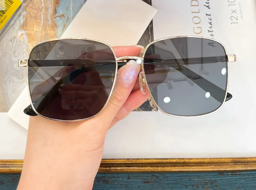Square Sunglasses Gold Metal Frame Pink Orange Lens unisex Fashion Sun glasses des lunettes de soleil with Box2870