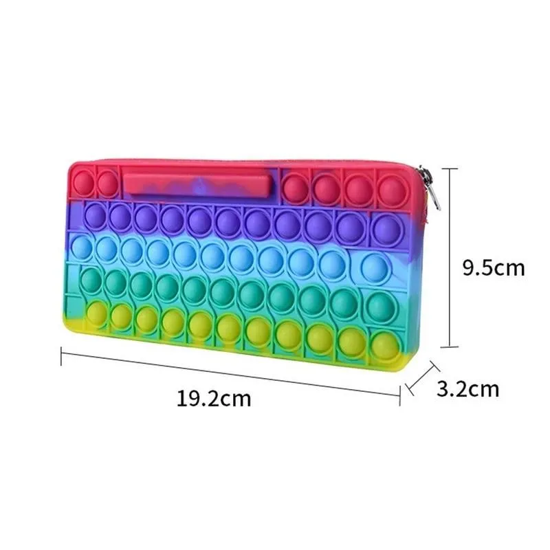 Pencil Case Push Its Bubble Fidget decompression Toys Party Silicone Wallet Bags Stationery Storage Bag For Children Christmas Birthday Gifts