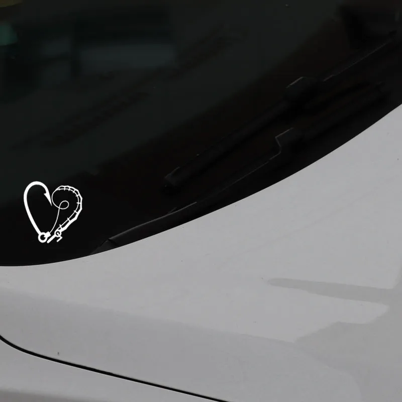 Naklejki samochodowe w kształcie serca Hook Rod Decoration Akcesoria Akcesoria Kreatywne Czarny / Biały, 15 cm * 15cm