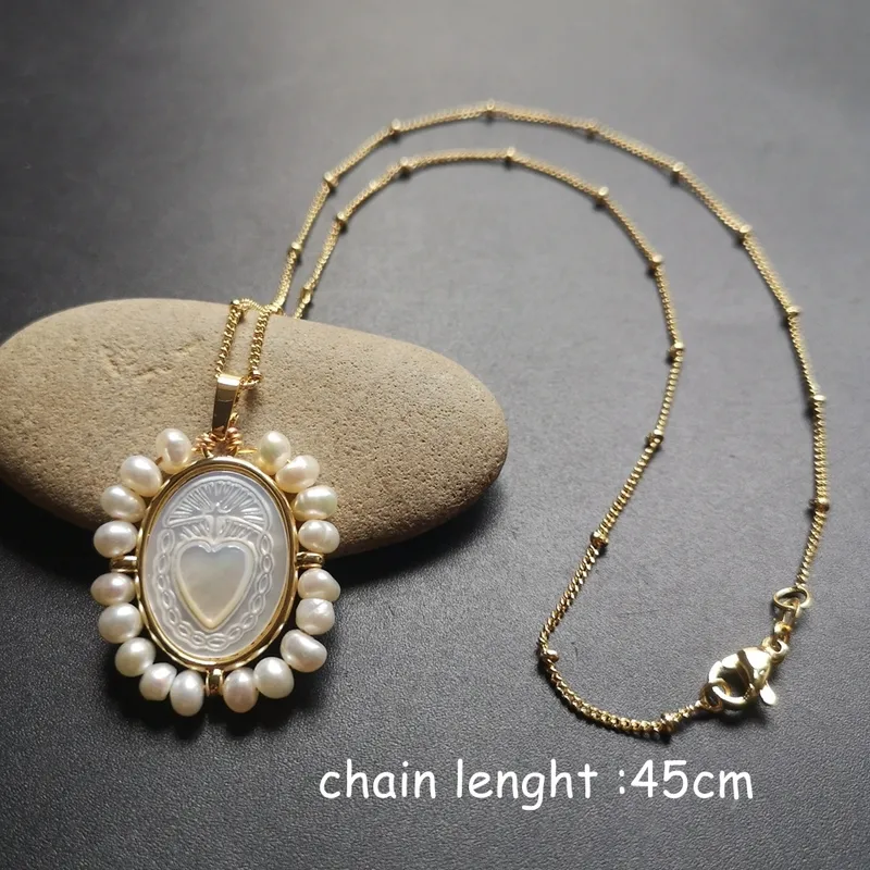 Акция, ожерелье из натурального жемчуга Святого Сердца Гвадалупе Сан-Бенито, пресноводная грация для женщин, подарок 220222239a