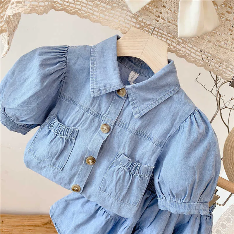 Mode baby tjejer kläder set jeans blus skjorta och kjol toddler barn kläder uppsättning boutique barn kläder grossist 210715