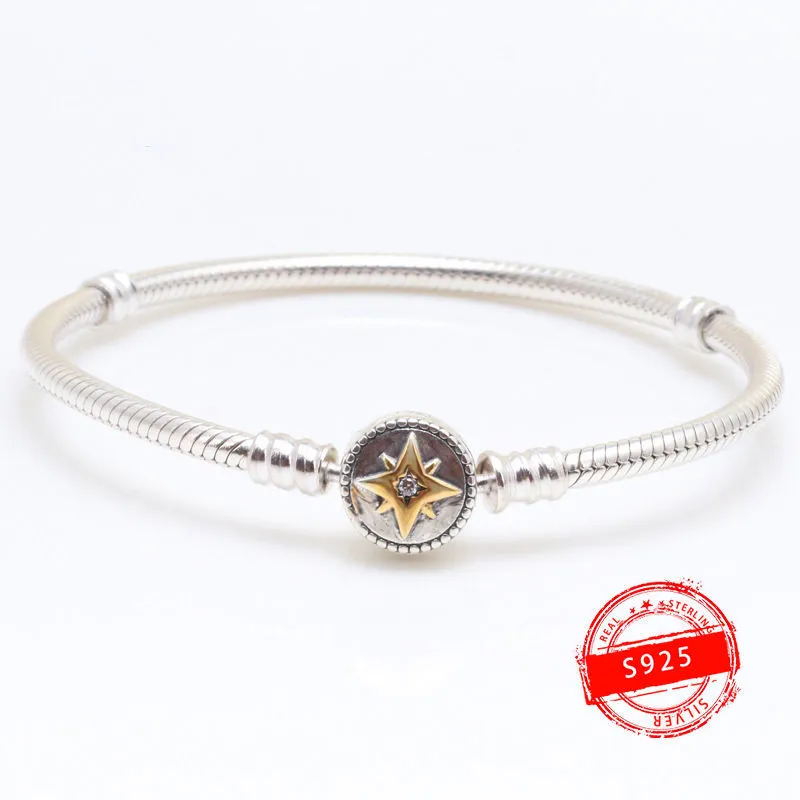 Luxe Dames Sieraden S9251: 1 Originele Merk Sterling Zilveren Armband met Basic Pan Cross Star DIY Armband