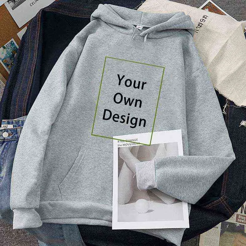 Din egen designmärke Bild Män kvinnor Custom Hoodie Diy Anpassa hoodie Långärmad avslappnad huvtröjor Pullover Tops 220114