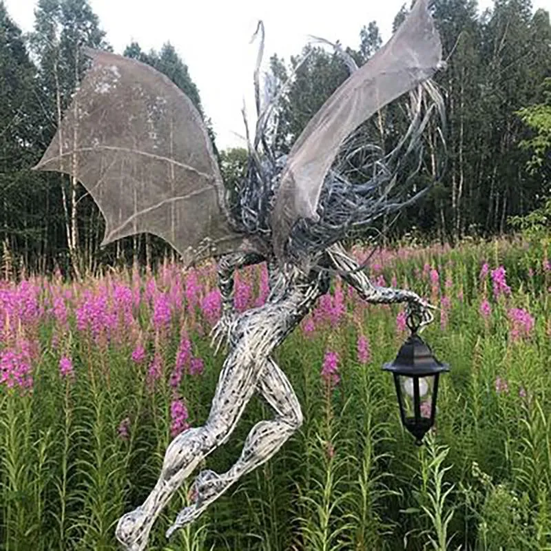 Elf z figurą do rzeźby światła ogrodowego żywicy na świeżym powietrzu Orning Ozdoby trawniki Lampy Patio3163
