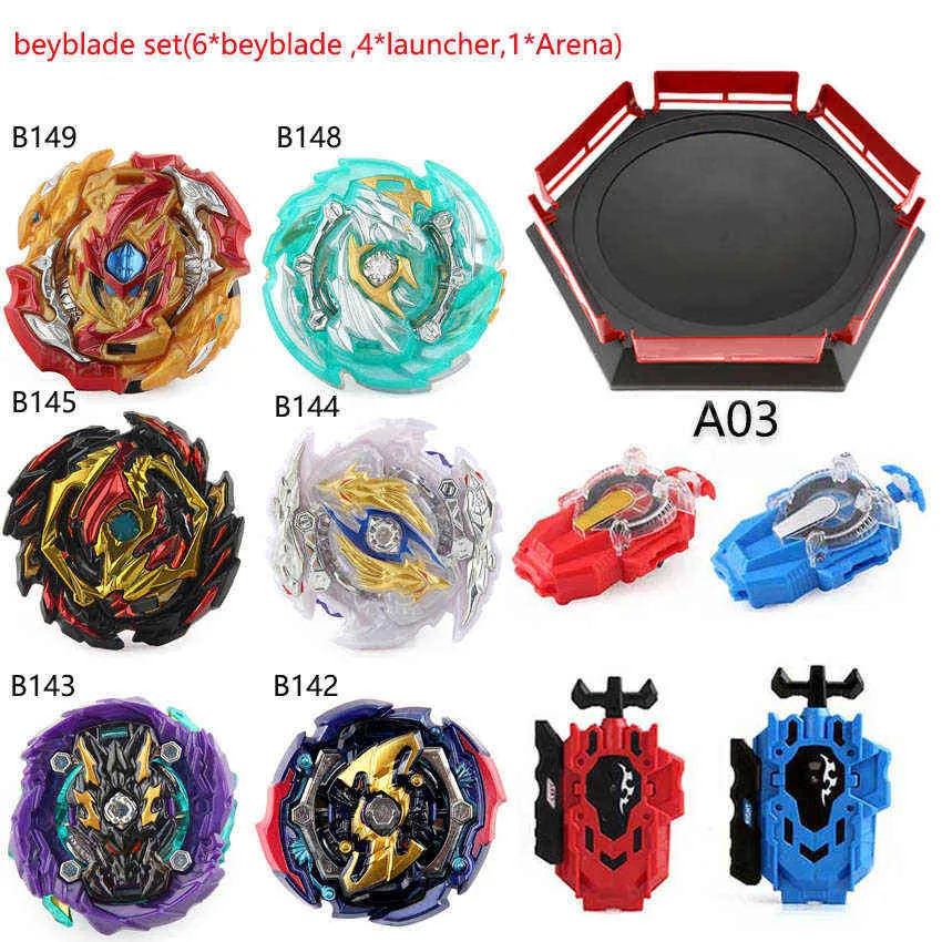 Topp Beyblades Brey Bey Blade Toy Metal Funsion Bayblade Set Arena med Launcher Plastic Box B167 B164 B163 Toys for Children