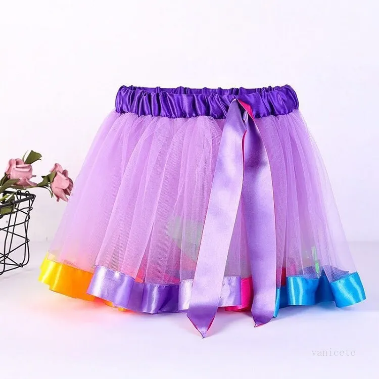 6 Kleur Kinderkleding Regenboog Rokken Mesh Tutu Rok Kerst Kind Children's Dance Performance Baby Rok Party Decoratie T2I52149