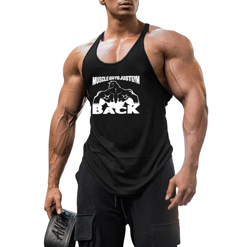 Muscleguys Fitnessstudio-Bekleidung, Fitness-String-Unterhemden, Herren-Bodybuilding-Tanktop, ärmelloses Muskelshirt, Laufweste