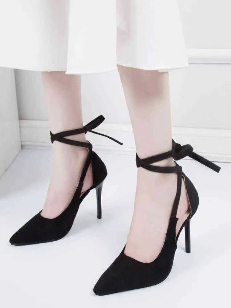 Scarpe eleganti Sandali gladiatore neri rossi Tacchi alti da donna Estate Donna Sexy Cinturino alla caviglia casual 220303