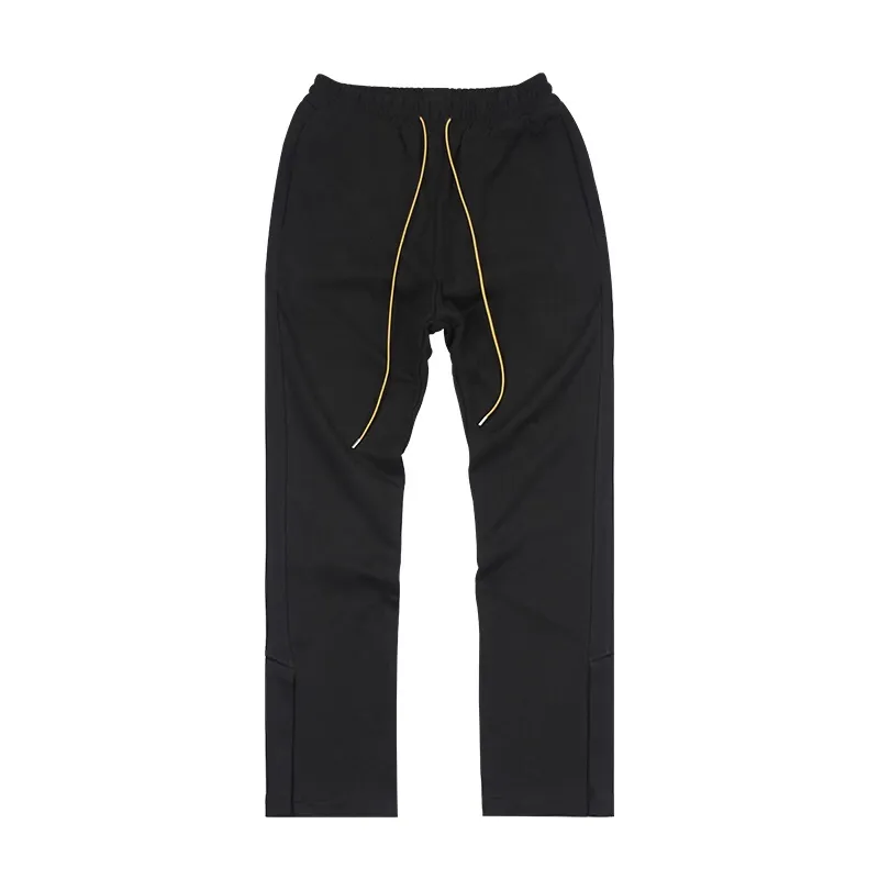 Rhude lápis calças homens mulheres 1: 1 alta qualidade Zipper de metal dentro de calças de tag calças de alta rua