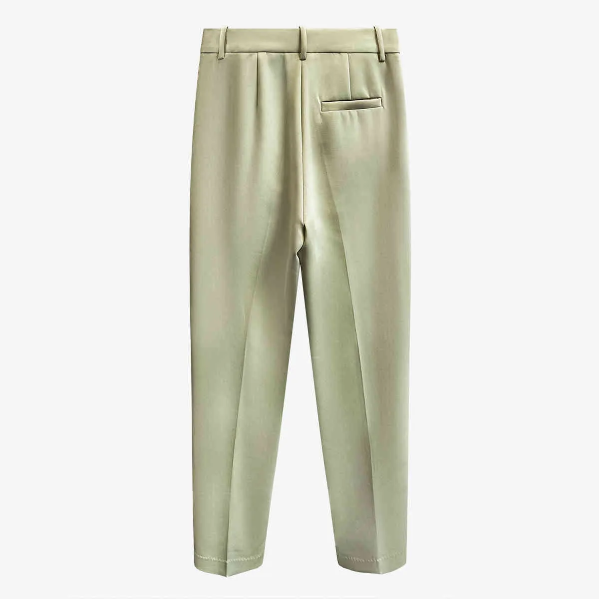 Printemps et hiver taille haute vert pleine longueur pierre épissé styles droits pantalons pantalons féminins WN41306L 210421