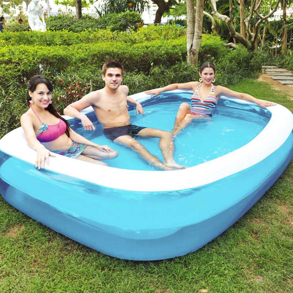 Baby Adults Summer Inflatable Swimming Pool Adults Kids Thicken PVC Rectangle Bathing Tub Outdoor Paddling Pool Indoor Water Toy X6177420