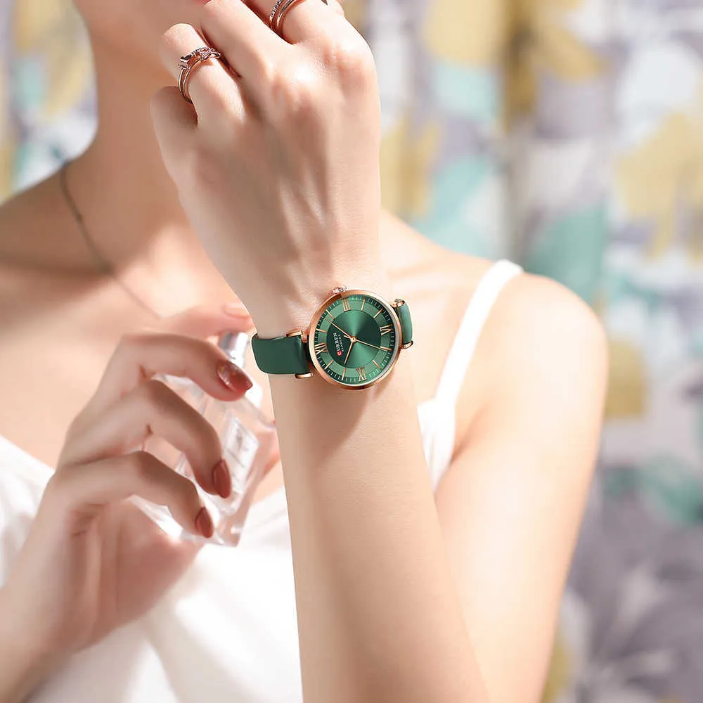 Montres-bracelets en cuir à quartz CURREN Watche Horloge classique à la mode Montre femme 210616