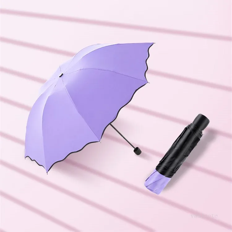 Parapluie anti-UV anti-poussière à 3 plis pare-soleil parapluie magie fleur dôme crème solaire parapluies portables T2I52165