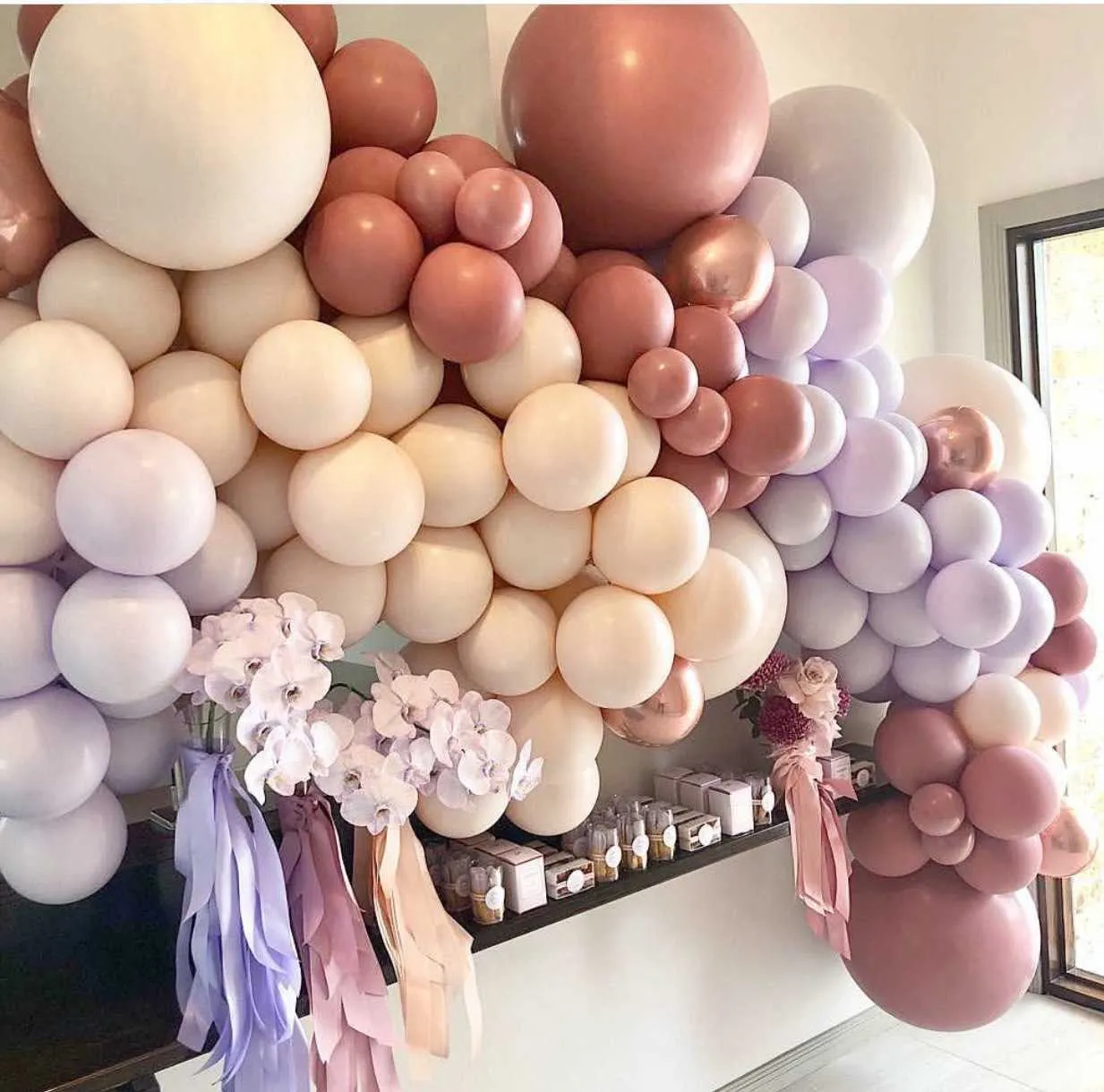 Morandi couleur ballon chaîne ensemble fête d'anniversaire année de mariage décoration fournitures Macaron ballon combinaison 210626