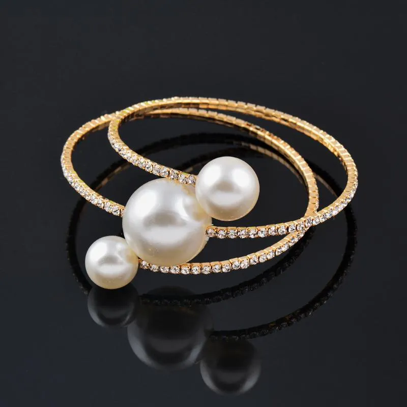 Braccialetto KIOOZOL Design insolito Tre strati Grande braccialetto di perle Micro intarsiato CZ Braccialetti accessori gioielli da donna 2021 179 KO4287I