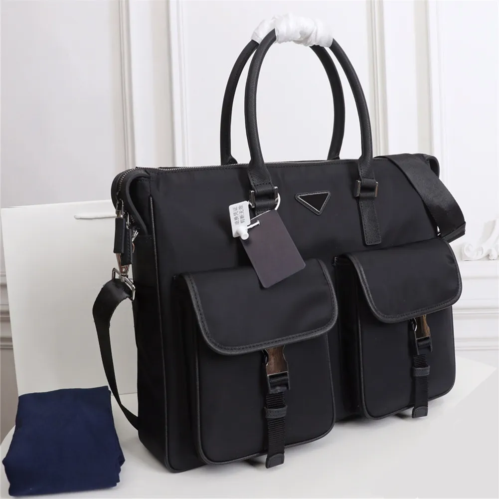 Men's black nylon designer waterproof briefcase high quality laptop bag large capacity casual simple office handbag218F