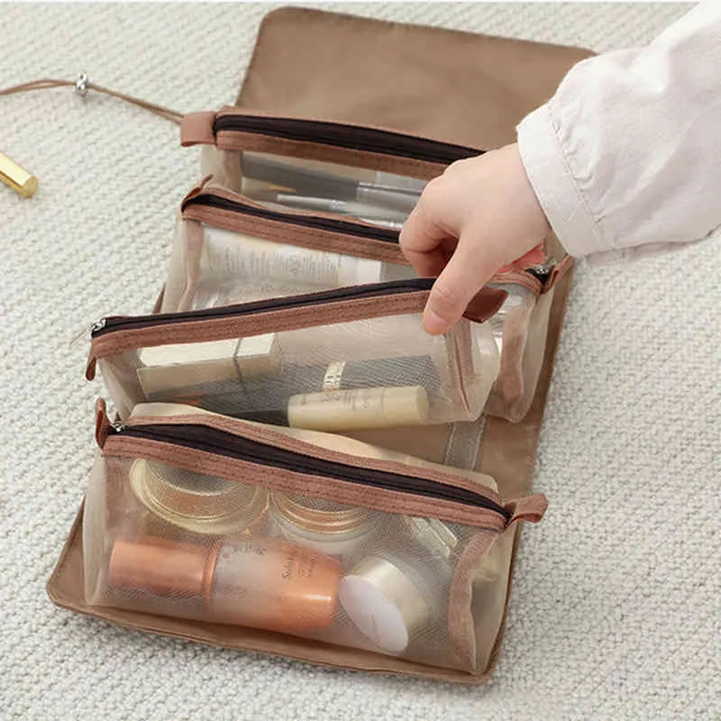 Organisateur de voyage s pliable cosmétique trousse de toilette quotidienne pochette de rangement séparable sac de maquillage pour femmes sac de lavage