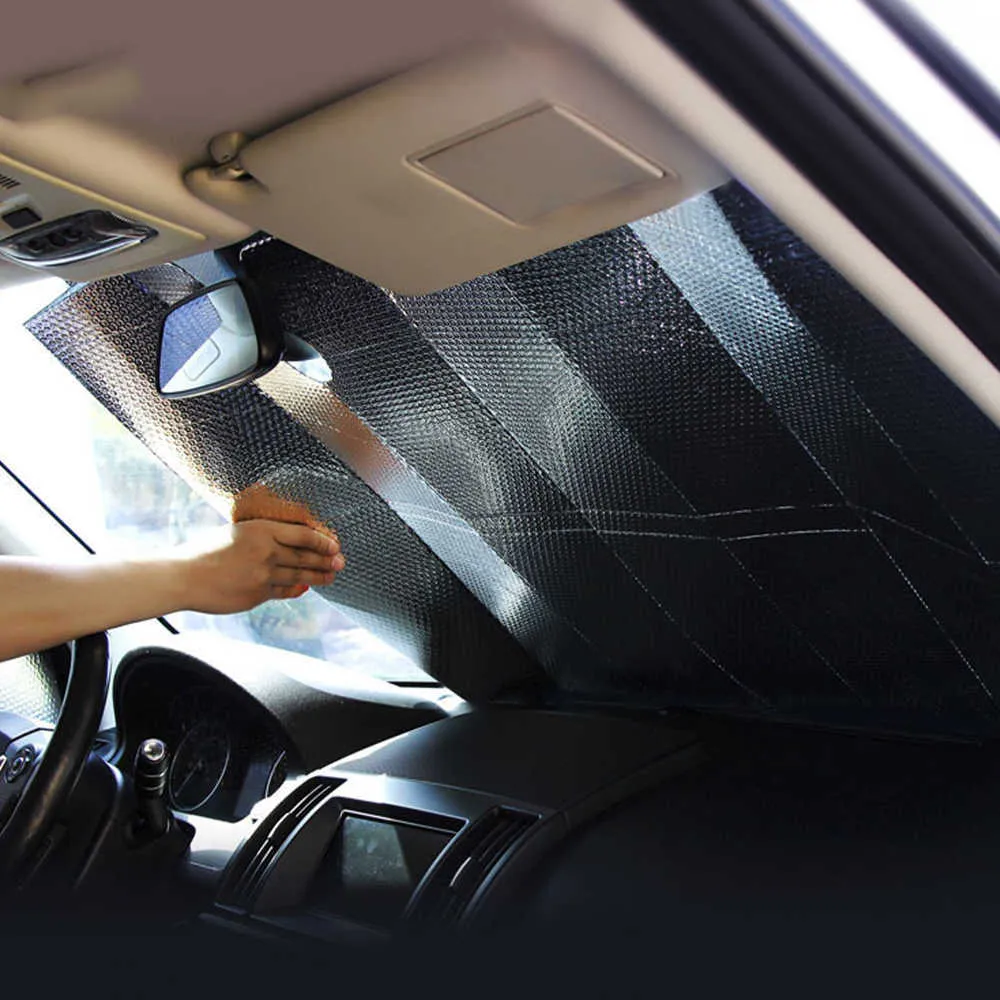 Vehicle Double-layer Windshield Car Foldable Sun Shade Auto Front Window Visor Anti-UV Reflective Curtain Keep Interior Cool