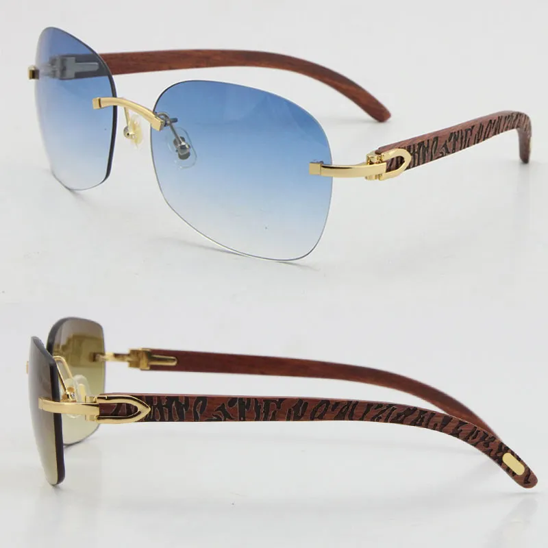 Ganzer Verkauf T8100905 Hochwertige Modeholz -Sonnenbrille geschnitzte hölzerne Randfelsen 18K Goldgläser UV400 Objektiv männlich und weiblich 255b