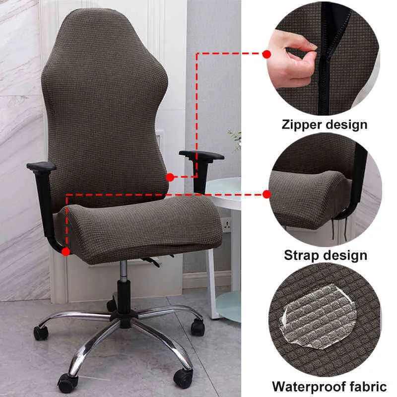 Waterproof Gaming Chair Cover Computer Elastic Armchair Slipcovers Seat Arm Office Covers Not Include 211116