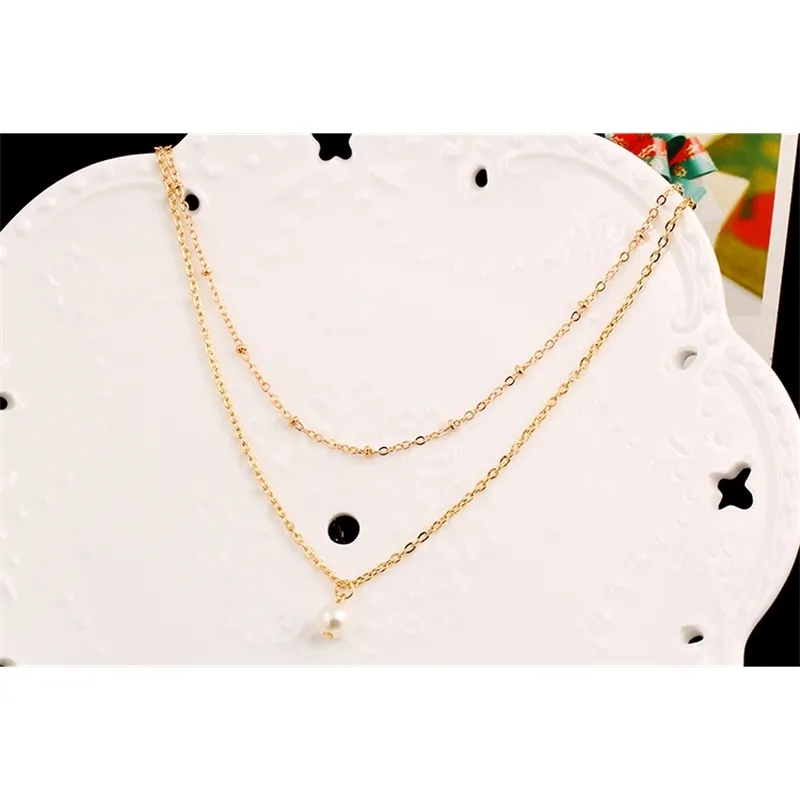 Collier de perles en métal multicouche pour femme, 20 piècestendance, chaîne de pull Simple, bijoux haut de gamme