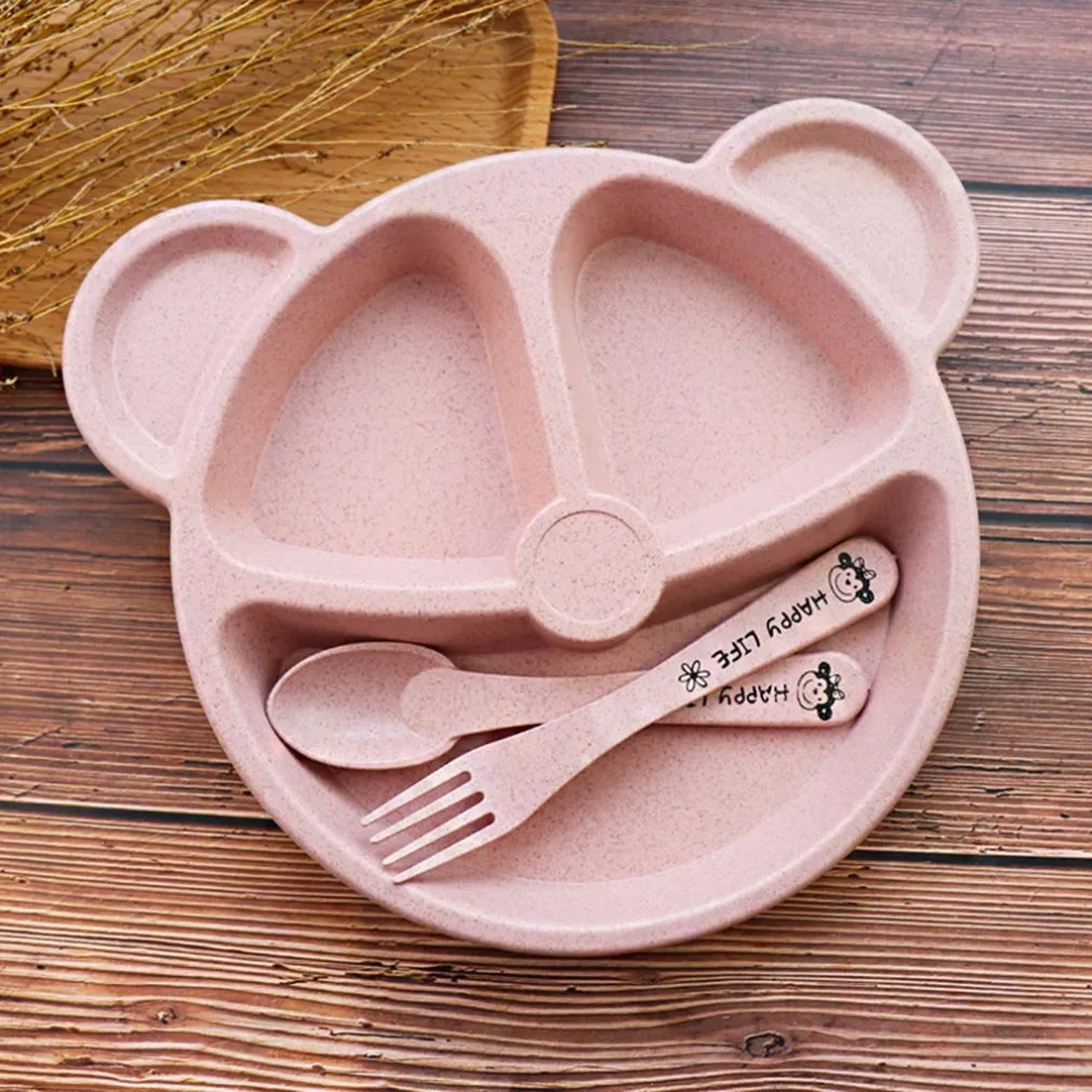 Fractal Urso Kids Plate Set facilmente atrair o aumento de atenção das crianças comer interessante projetado para crianças conjunto de utensílios de mesa