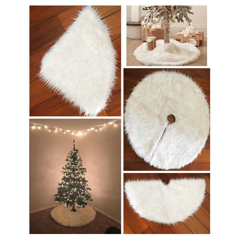 78/90 / 120cmの白い豪華なクリスマスツリーのスカートクリスマスツリーの装飾のマットのカーペットの年の中でマット211021