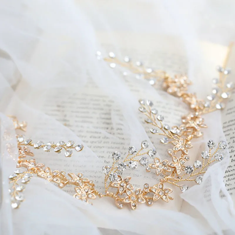 Slbridal fatto a mano Golden Sinestones Crystal Crystal Wedding Head Accessori capelli da sposa Accessori le damigelle Gioielli 6967786